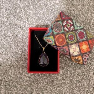 Beautiful purple octagonal pendant and chain